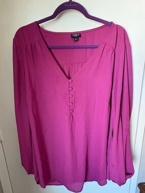 Torrid Harper Magenta Button-Front V-Neck Blouse
